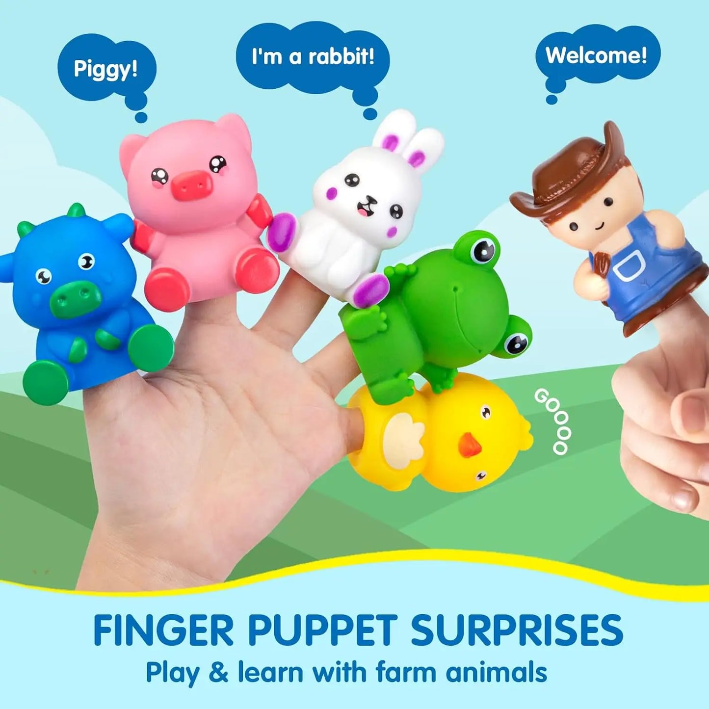 Toddler Learning Toys Matching Sorting Montessori Toys Farm Train Set with Animals Finger Puppets Eggs Game Sorters Toy For Gift