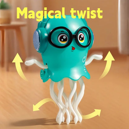An electrically-powered crawling dancing jellyfish toy, an octopus with automatic obstacle sensor, intelligent LED lights and mu